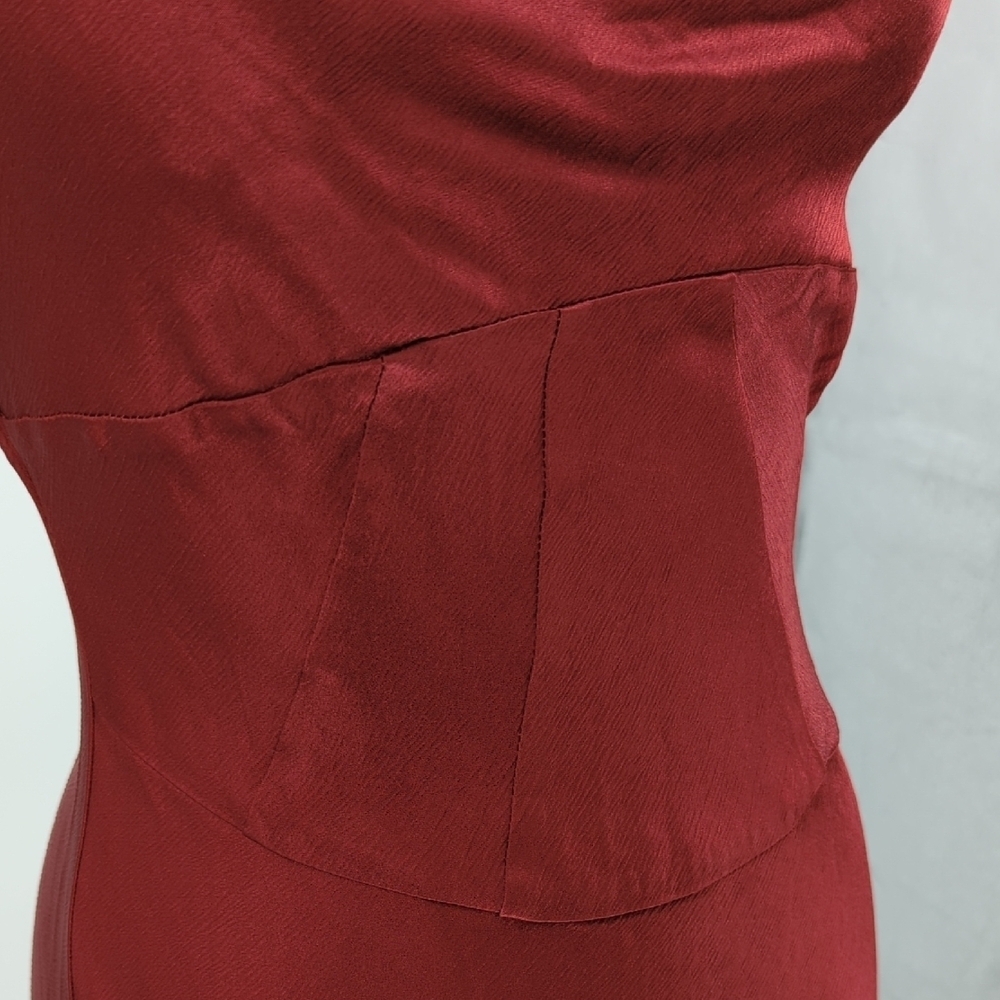01437 Forever 21 Lace Up Satin Slip Maxi Dress Rustic Red Size Large evening - Picture 5 of 8